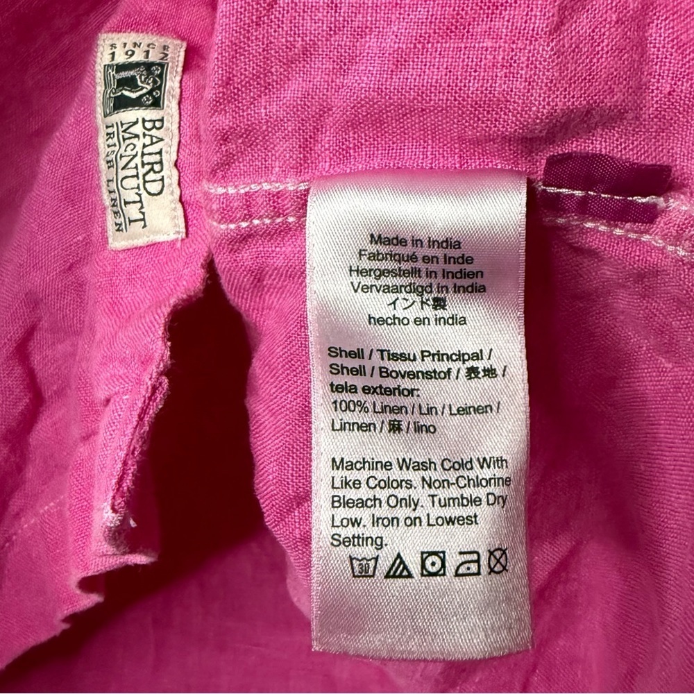 J. CREW 100% Irish Linen Bright Pink Short Sleeve Beachy Buttondown Shirt - Picture 7 of 7